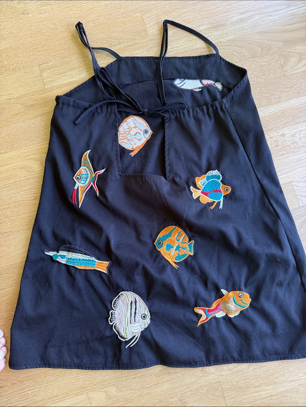 Black Embroidered Fish Slip Dress - Picture 3 of 4